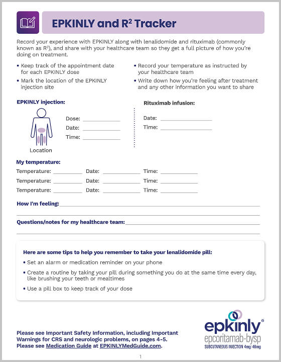 Download the EPKINLY® (epcoritamab-bysp) Treatment Tracker.