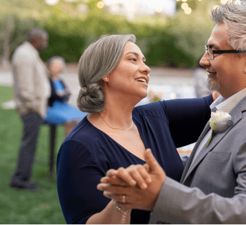A man and women dancing.
