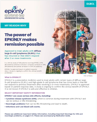 Download the EPKINLY® (epcoritamab-bysp) Patient Brochure for patients with certain types of DLBCL.