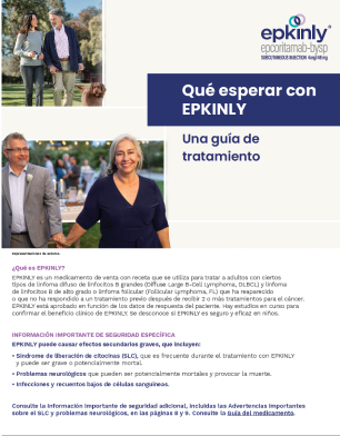 Consulte la Guía sobre qué esperar de EPKINLY® (epcoritamab-bysp) y sepa qué puede pasar durante el tratamiento y después del tratamiento.