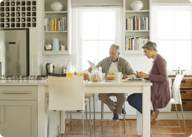 Two people having breakfast.